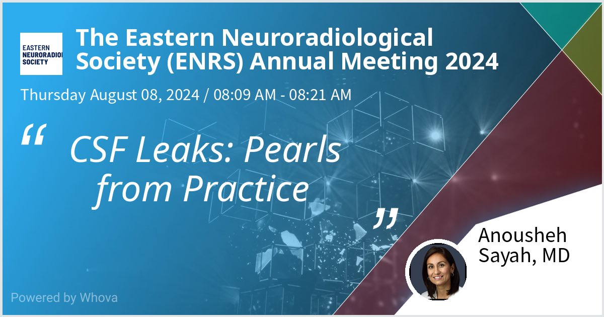 I am speaking at The Eastern Neuroradiological Society (ENRS) Annual Meeting 2024. Please check out my talk if you're attending the event! #ENRS24 #NeuroRad - via #Whova event app