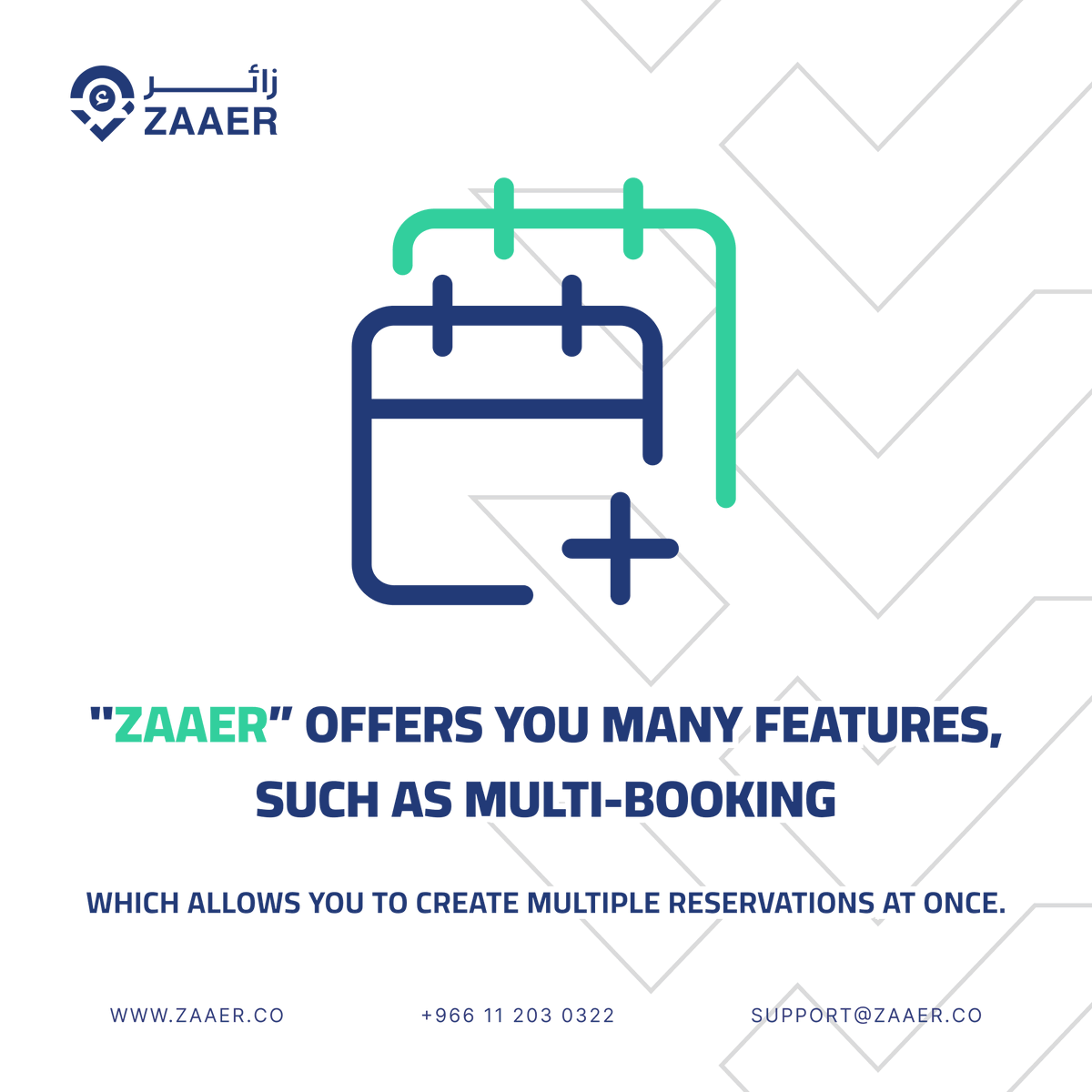 ZaaerPMS's tweet photo. ZAAER offers you many features, such as the multi-booking, which allows you to create multiple reservations at once. #ZAAER #HotelManagement #MultiBooking #SaudiArabia #Vision2030 https://t.co/Ncd27uePLI