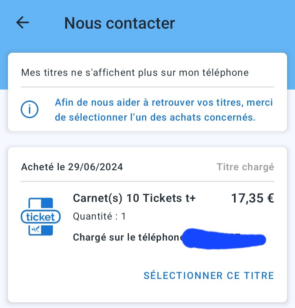 cnono94's tweet photo. @IDFmobilites Bonjour, j'avais acheté des tickets en juin et j'ai malheureusement perdu mon smartphone. Lorsque j'ai essayé de récupérer mes tickets sur votre plateforme, cela m'a été impossible. Quand je me suis adressé à votre SAV, aucune réponse adéquate ne m'a été donnée. https://t.co/ZD7JkKstsT