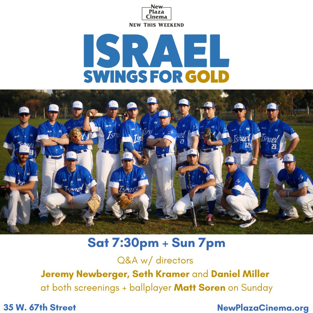 NewPlazaCinema's tweet image. ISRAEL SWINGS FOR GOLD — Sat 7:30pm + Sun 7pm at @NewPlazaCinema

“Inspiring, powerful and hits all the right notes" — @Jewishjournal

Q&amp;amp;As at both screenings!

🎟️ ticketing.useast.veezi.com/sessions/?site… #Olympics