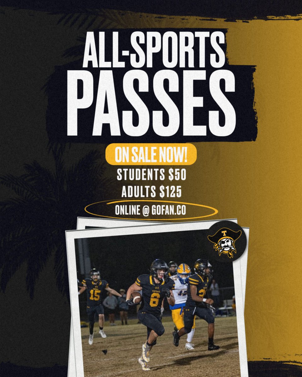 24-25 All-Sports Pass On Sale!
Adults $125
Students $50
Purchase your All-Sports pass online through GoFan Now!
gofan.co/event/1587693?…
