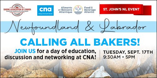 Hey, Newfoundland and Labrador bakeries, we are coming your way to attend this exciting learning event for the Baking Association of Canada, and of course to visit some bakeries! We can't wait to taste what St. John's has to offer! Join us! bakersjournal.com/newfoundland-a…