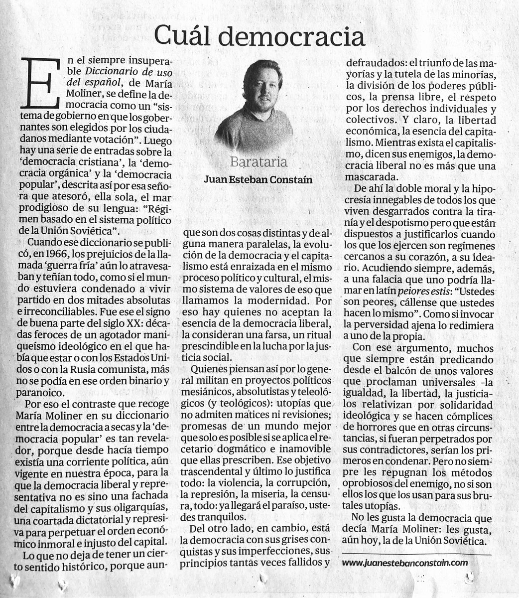 Aulogelio's tweet photo. Hoy en papel: Hay quienes viven desgarrados contra la tiranía pero la justifican cuando el que la impone es un régimen cercano a su corazón. Y siempre dicen: "Ustedes son peores", como si invocar la perversidad ajena lo redimiera a uno de la propia. https://t.co/Tg8f3erl0x