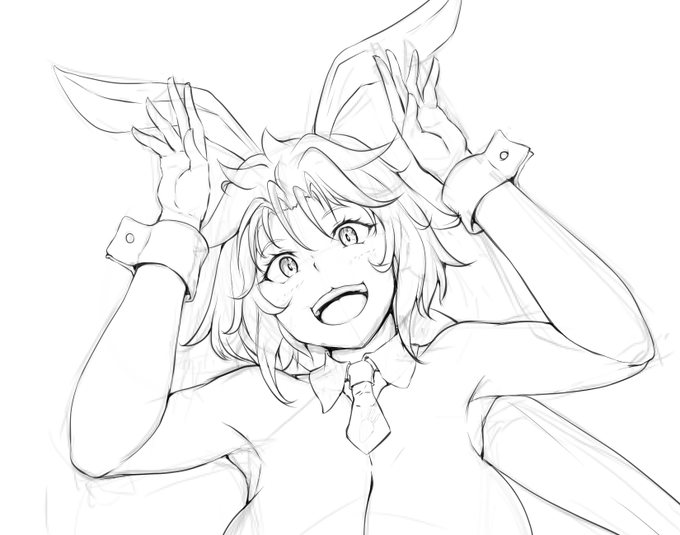 折角のバニーの日だし、リハビリがてら卯年ちゃんにバニーガール衣装来てもらった落描き
(を、日付変わってから描き出したっていうね) 