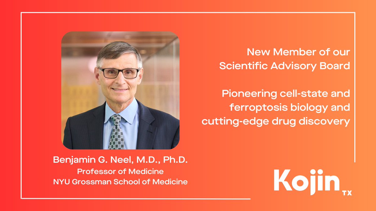 Kojin Tx (@kojintx) on Twitter photo We welcome Dr. Benjamin Neel to the <a href="/kojintx/">Kojin Tx</a> SAB. His expertise in #cancer biology and #cellsignaling will help us translate the latest discoveries in human #celldeath mechanisms to #ferroptosis inducers and inhibitors. #drugdiscovery <a href="/ferroptosis2306/">Ferroptosis (SPP 2306)</a> <a href="/CSHANews/">Cold Spring Harbor Asia</a> We welcome Dr. Benjamin Neel to the <a href="/kojintx/">Kojin Tx</a> SAB. His expertise in #cancer biology and #cellsignaling will help us translate the latest discoveries in human #celldeath mechanisms to #ferroptosis inducers and inhibitors. #drugdiscovery <a href="/ferroptosis2306/">Ferroptosis (SPP 2306)</a> <a href="/CSHANews/">Cold Spring Harbor Asia</a>