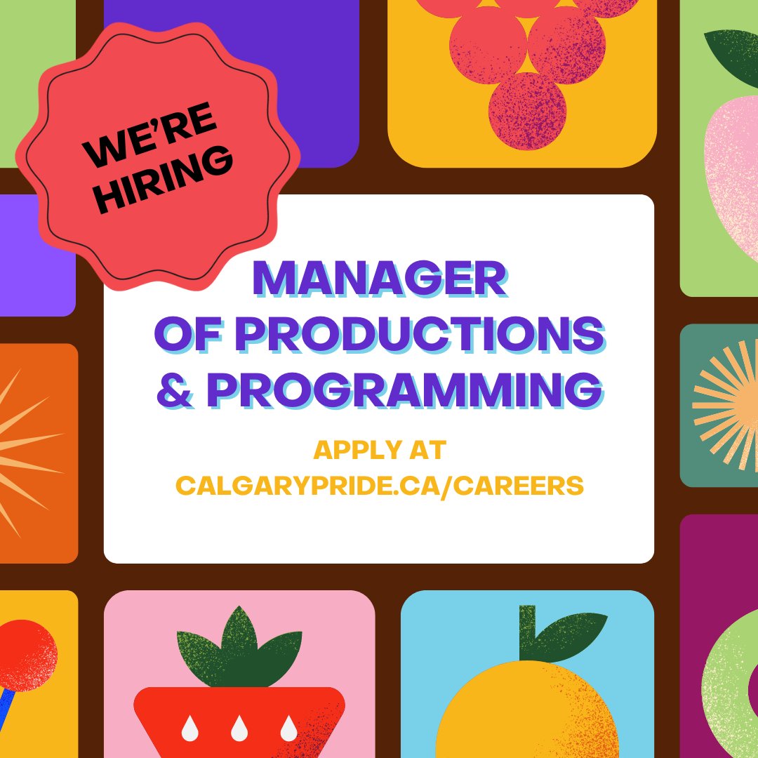 📣 We’re Hiring! 📣 We are looking for a Manager of Productions &amp; Programming to join our dynamic team! 

👉 Apply now at calgarypride.ca/careers 

#WeAreCalgaryPride #CalgaryPride #JobOpening #EventManagement #Employment #LGBTQCareers