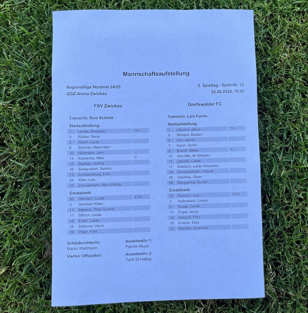 FSVZwickau's tweet image. 📄 Vier Startelf-Änderungen beim #FSVZwickau. Hier kommen die Aufstellungen zum heutigen Heimspiel gegen Greifswald … #FSVGFC