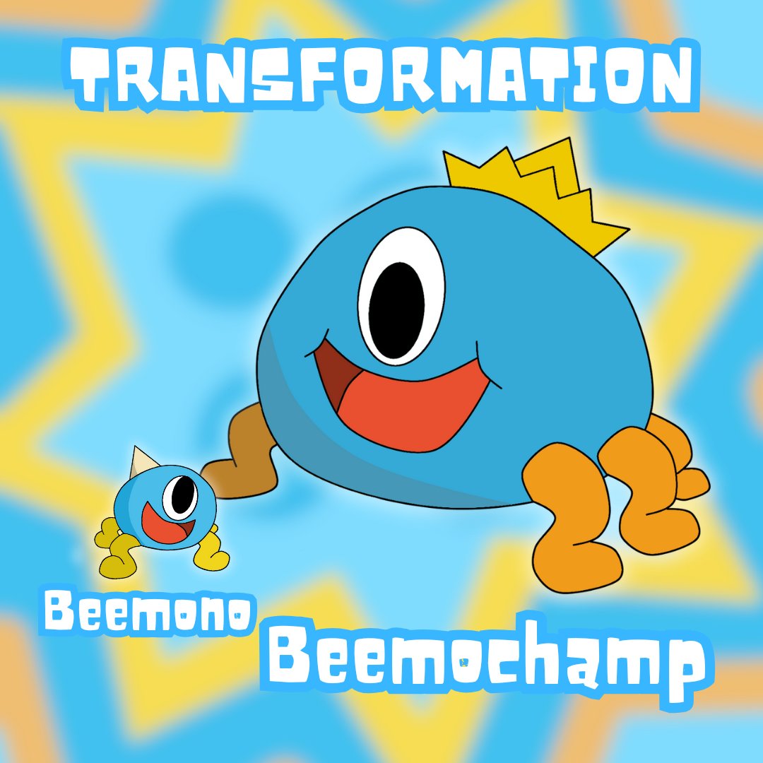 phoenixquestcg's tweet photo. Beemono's Transformation is COMPLETE! BEEMOCHAMP!
.
I took HUGE inspiration for Beemochamp from one of my favorite Dragon Quest Monsters! The King Slime!💧👑 https://t.co/x6zgMCBATM