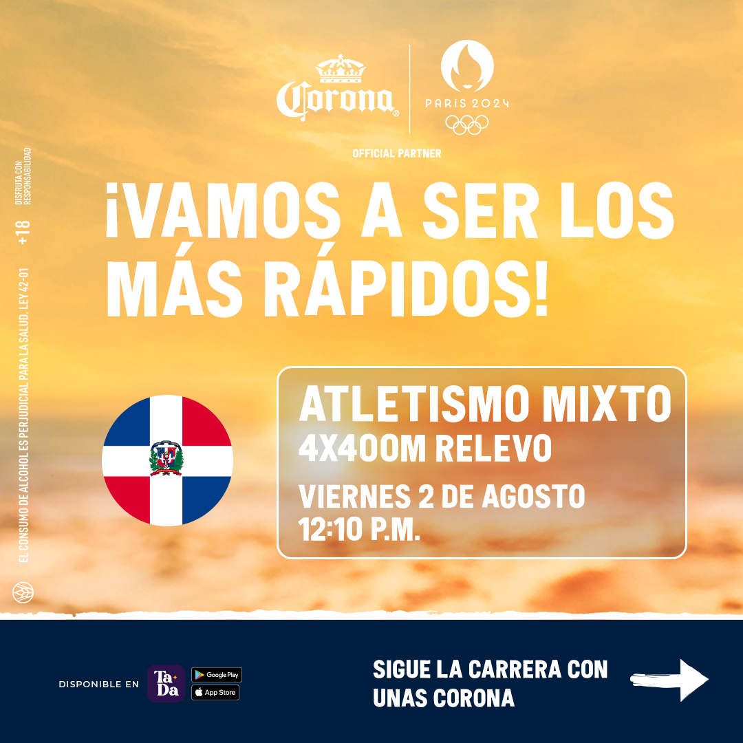 tadadeliveryrd's tweet photo. 🏃‍♂️🏃‍♀️ Prepárate para la competencia de Atletismo Mixto con tus cervezas Corona.

Aprovecha un 15% OFF con el cupón RDESRAP1DO en #TaDaDelivery. ¡También participas para ganar una caja de cervezas! 🍻 Apoyemos a nuestros atletas para llegar a las finales 🔥 https://t.co/3OvqjoRGpL