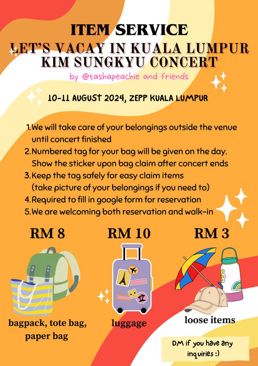 tashapeachie's tweet photo. Good news here 💌
Hi! Me and my friend will be providing item service during Kim Sungkyu concert Let’s Vacay in KL! 

reservation form 🔗 : https://t.co/QrdZBaORYV

Any inquiries please dm @tashapeachie 

#KIMSUNGKYUinKL #LetsVacayinKL #LV3_LetsVacay_in_KL https://t.co/ToLW4qaD0J