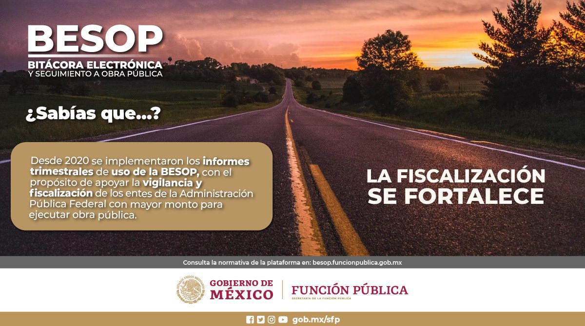 BuenGobierno_mx's tweet photo. #Infografía |🚧La #BESOP es una herramienta que deja #huella de los eventos relevantes en #ObraPública. 

Tiene como propósito hacer más #eficiente el control de la comunicación entre las partes que formalizan un contrato, con la finalidad de dar cumplimiento a la Ley de Obras Públicas y Servicios Relacionados con las Mismas y su Reglamento.