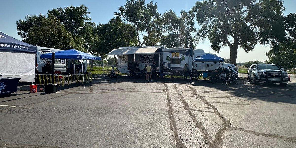 AdamsCoSheriff's tweet photo. Join #ACSO at the Adams County Fair for Kids Day today!

Get to know our specialty units such as SWAT, Bomb Squad, Crime Lab, K-9 and Victim Services Unit! See you there!

#BetterTogether #CommunityPolicing #AdamsCountyFair #KidsDay https://t.co/4sc8YzJZbq