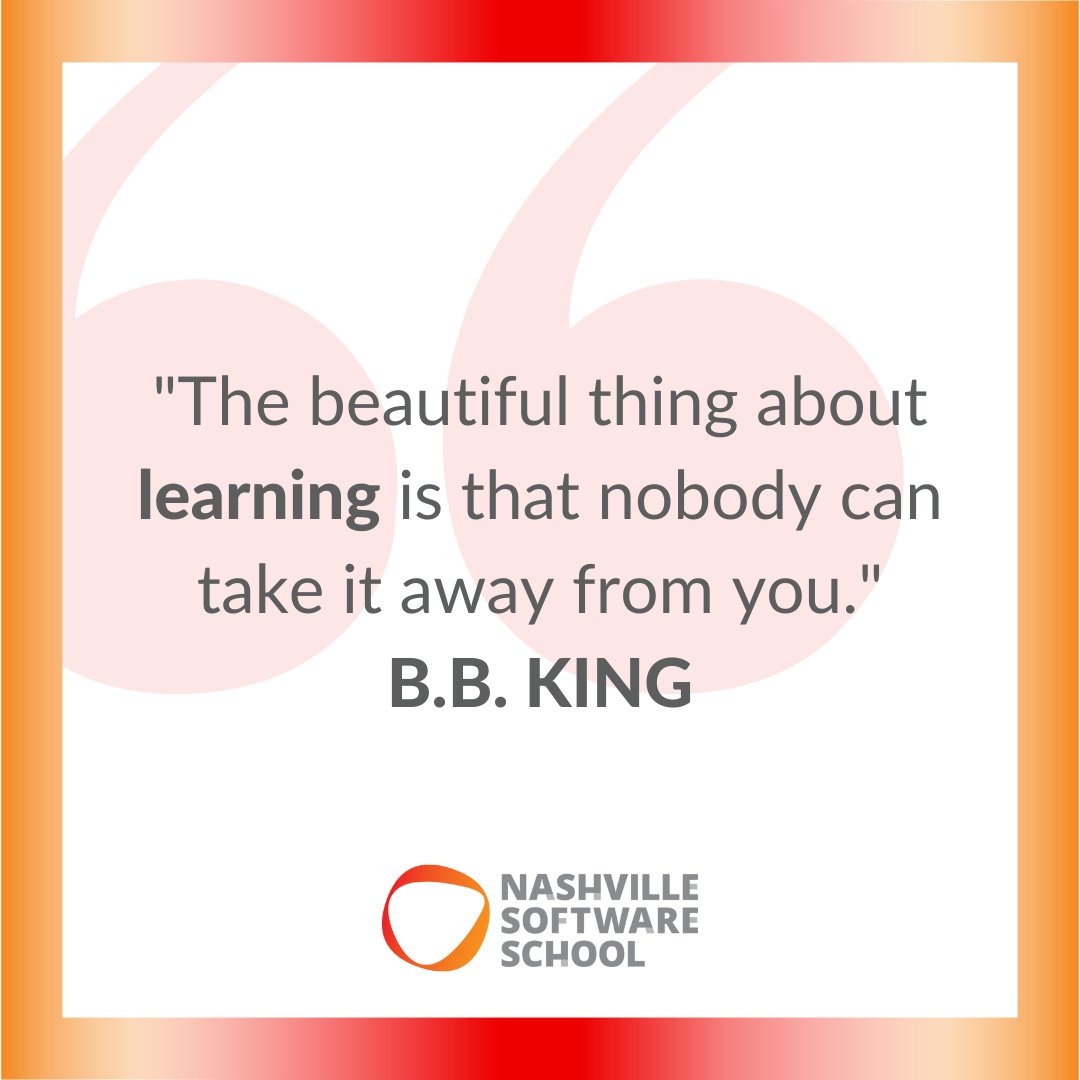NashSoftware's tweet image. At Nashville Software School, we always say that our students aren’t just learning how to code, they are learning how to learn. Anyone can learn to code, but learning how to learn will keep you coding for years to come! #AlwaysBeCoding #MyNSSJourney #NashvilleSoftwareSchool