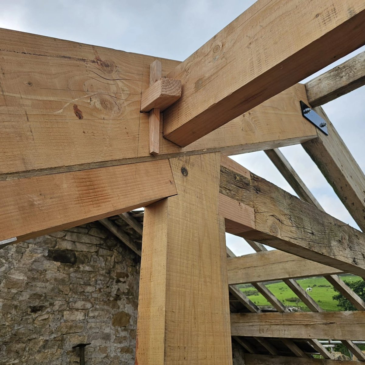 UKRestoration's tweet photo. Busy week in Sabden, Lancashire. Team onsite repairing decayed truss, purlins and rafters. All replaced in English Douglas Fir. Ready for the guys to commence stone slating next week.
#timber #roofing #decay #slating #purlins #truss #rafters #Conservation #restoration #construct https://t.co/f3pXHLANLb