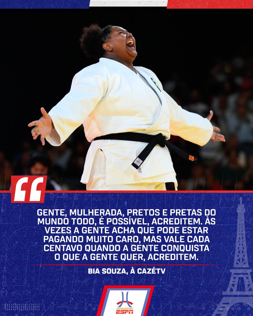 Campeã olímpica, Bia Souza deixou um recado especial: ACREDITEM! 🥇❤️

#ESPNemParis #JogosOlimpicos #BiaSouza