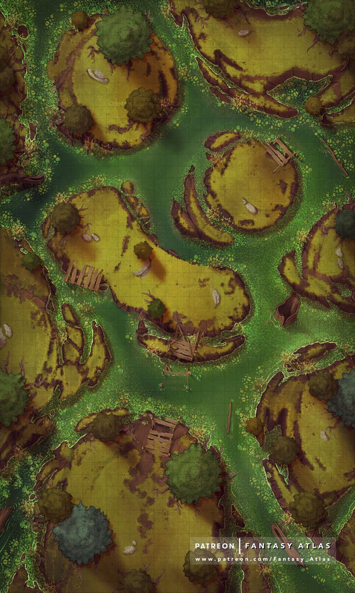 What creatures would you have live in the swamp? #dnd #battlmap