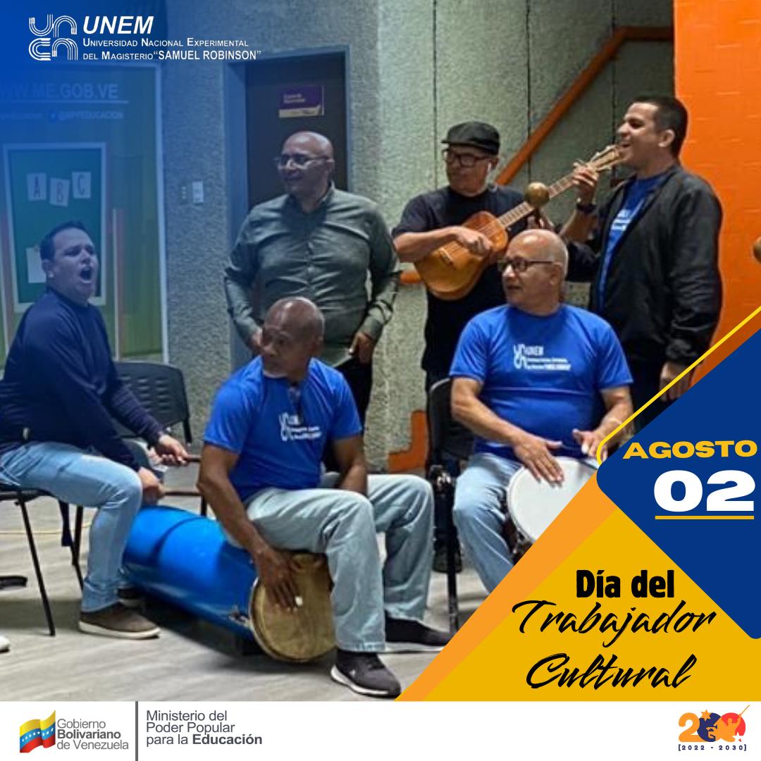 #Efeméride 🗓️||Cada #02Ago homenajeamos a todos los hombres y mujeres 👥 que se dedican a preservar y promover nuestras tradiciones culturales🪘, una labor que es fundamental para mantener viva la identidad venezolana. 

Desde la #UNEM📚 agradecemos su compromiso y dedicación 🎉.