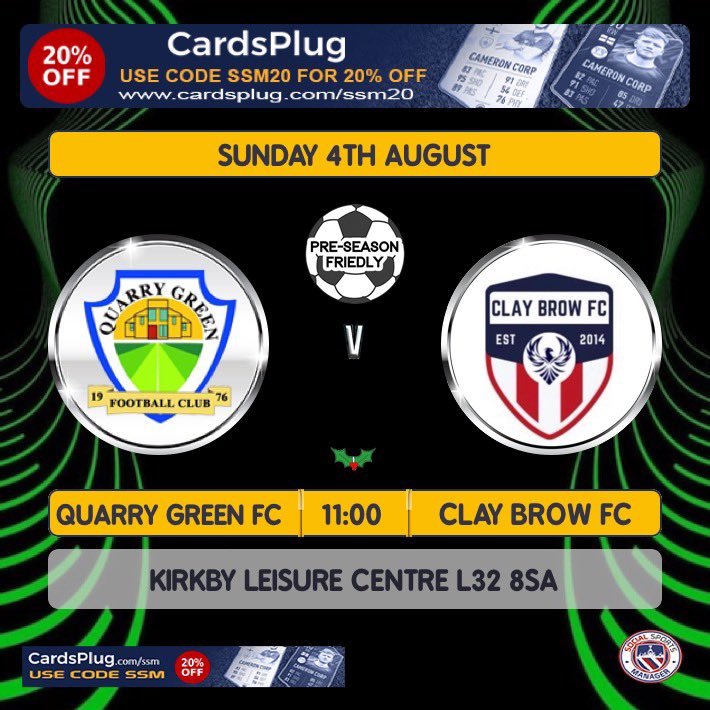 For our final pre season game this Sunday we welcome: <a href="/ClayBrowSundays/">Clay Brow FC (Sunday)</a>