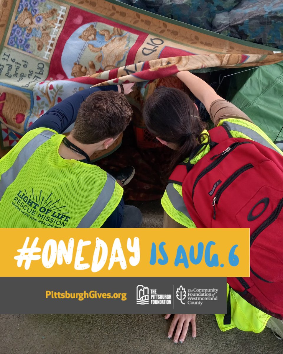 Light of Life (@lightoflife) on Twitter photo Get ready for #OneDay (Aug. 6), a special 24-hour campaign organized by <a href="/PittsburghFdn/">The Pittsburgh Foundation</a> to raise funds to support basic needs and help essential human services maximize their impact through a $500,000 matching fund.
Pre-schedule your gift here!: ow.ly/UCfM50SLcPE Get ready for #OneDay (Aug. 6), a special 24-hour campaign organized by <a href="/PittsburghFdn/">The Pittsburgh Foundation</a> to raise funds to support basic needs and help essential human services maximize their impact through a $500,000 matching fund.
Pre-schedule your gift here!: ow.ly/UCfM50SLcPE