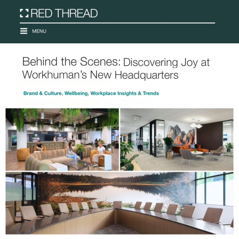 Workhuman's tweet photo. Step inside our new HQ! ✨ 

From a two-story Gratitude Tree to our Wellbeing Center, get a #BehindTheScenes look into how our innovative workspace was meticulously designed with our humans in mind via @RedThreadSpaces.

#LifeAtWorkhuman #NewOffice #EmployeeExperience
