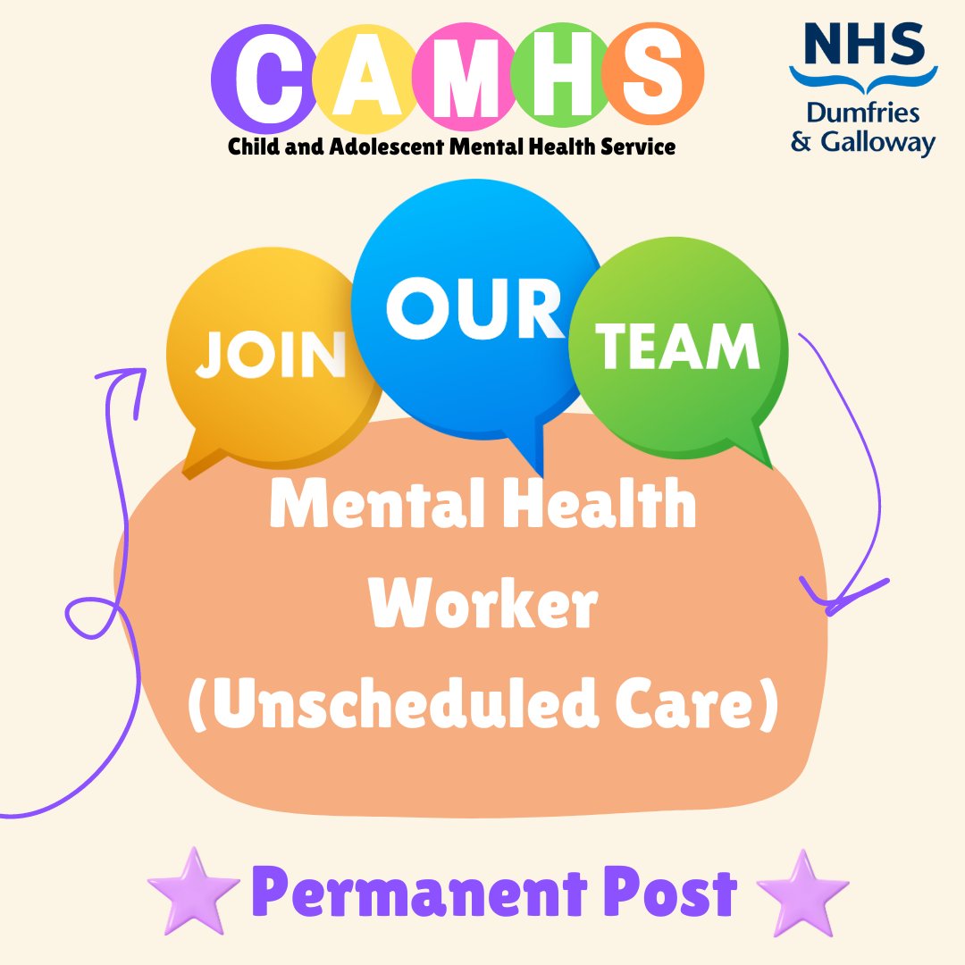 CAMHS & ISSU 18 D&G NHS (@camhs_dg_nhs) on Twitter photo ⭐Come and join our wonderful team as Mental Health Worker within NHS Dumfries and Galloway ⭐Closing Date: 13th August 24. For more info and to apply, click this below link 🔽 <a href="/CAMHSNetwork/">⭐️✨💙CAMHS Network💙✨⭐️</a>
apply.jobs.scot.nhs.uk/Job/JobDetail?… ⭐Come and join our wonderful team as Mental Health Worker within NHS Dumfries and Galloway ⭐Closing Date: 13th August 24. For more info and to apply, click this below link 🔽 <a href="/CAMHSNetwork/">⭐️✨💙CAMHS Network💙✨⭐️</a>
apply.jobs.scot.nhs.uk/Job/JobDetail?…