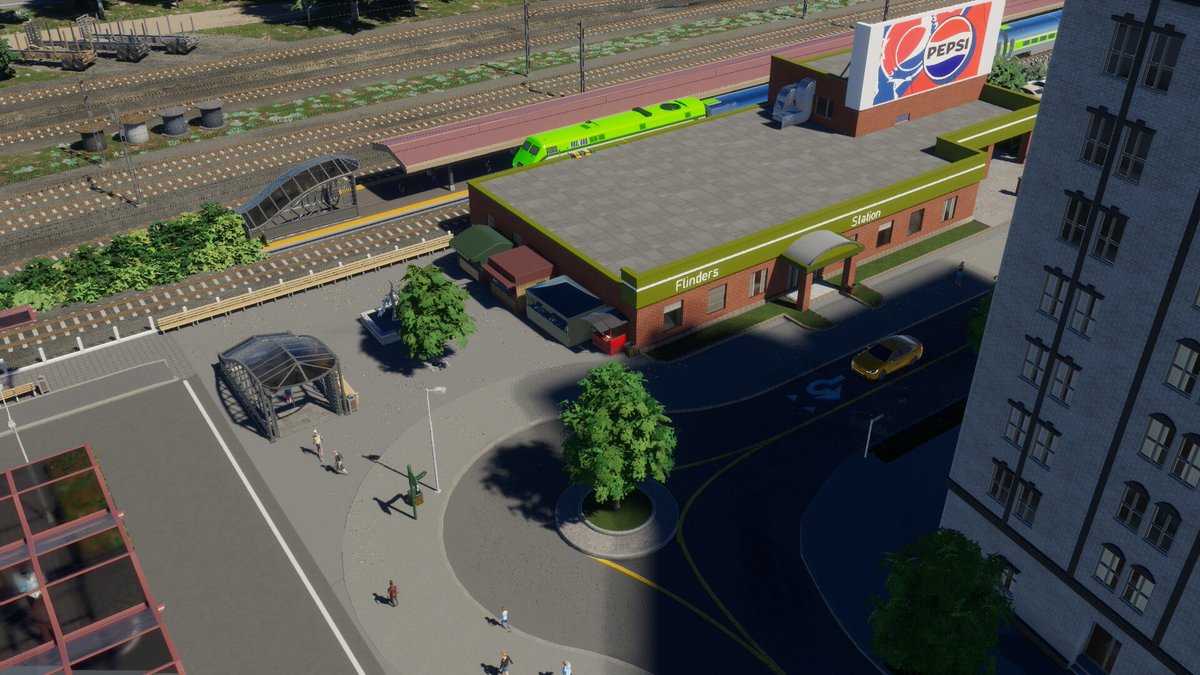 calex5000's tweet photo. Built a custom train station with a cargo facility in the little town of Flinders🚉 #CitiesSkylines2 @CitiesSkylines @ColossalOrder https://t.co/16j3Ps9BUi
