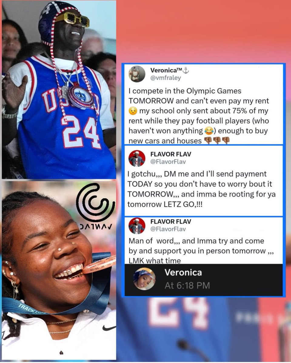 MissIn4med's tweet photo. Flava Flav

The true 2024 Olympics breakout star!! ⭐️ 

"Yeah, boyeeeeee!" https://t.co/wnKPgIeqfE