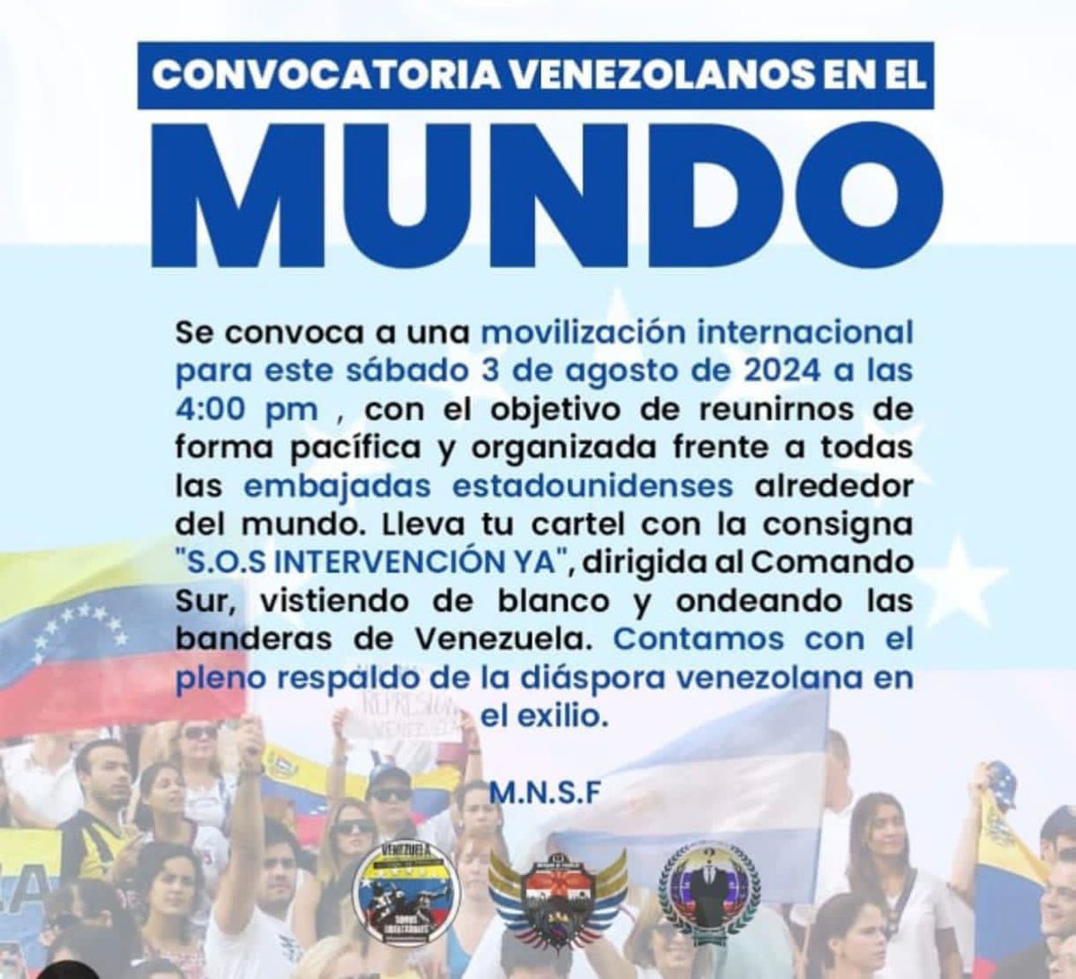 WilmerDepablos's tweet photo. Todo venezolano que vaya ante la embajada de EEUU en el  exterior respondiendo al llamado de MCM debe serle revocada su nacionalidad de inmediato y juzgado por traición a la patria. 
@NicolasMaduro
@ConCiliaFlores
@dcabellor 
@delcyrodriguezv 
@jorgerpsuv https://t.co/7SKbgQ5ChM