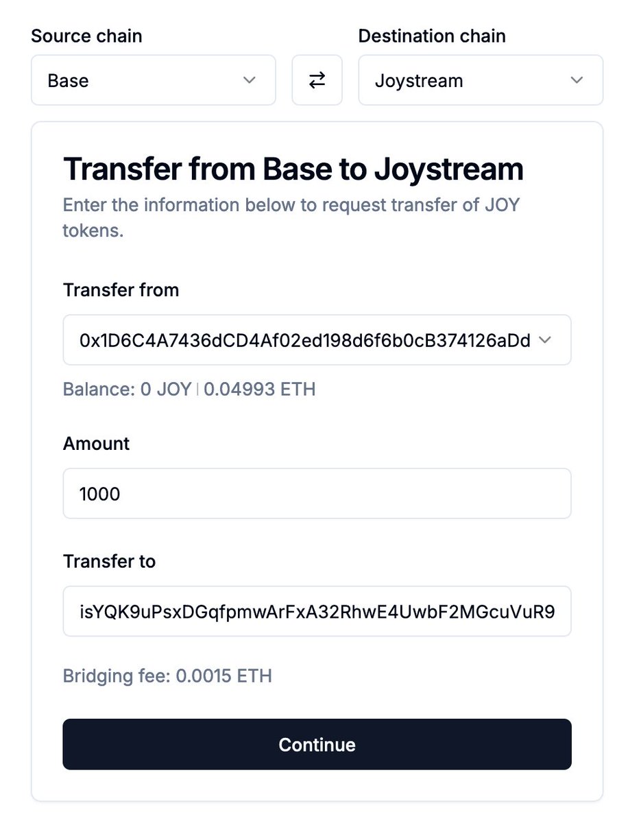JoystreamDAO's tweet image. JOY is on the way... to @base!

🌉 Argo bridge enters final testing on Base Sepolia testnet.

What chain should we bridge to next? Drop your suggestions below! 👇
