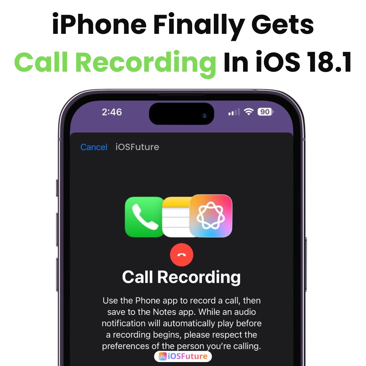iOSFutureUS's tweet image. 🚀 Apple's iOS 18.1 developer comes with an AI-powered feature that lets you record and transcribe phone calls📞✍️
Install iOS 18 #AI Customizations: shorturl.at/r09pC
#Follow for Latest Updates⚙️
#iOS18 #iOS181Beta1 #USA #Germany #Apple #iPhone15ProMax #Paris2024 #iOS
