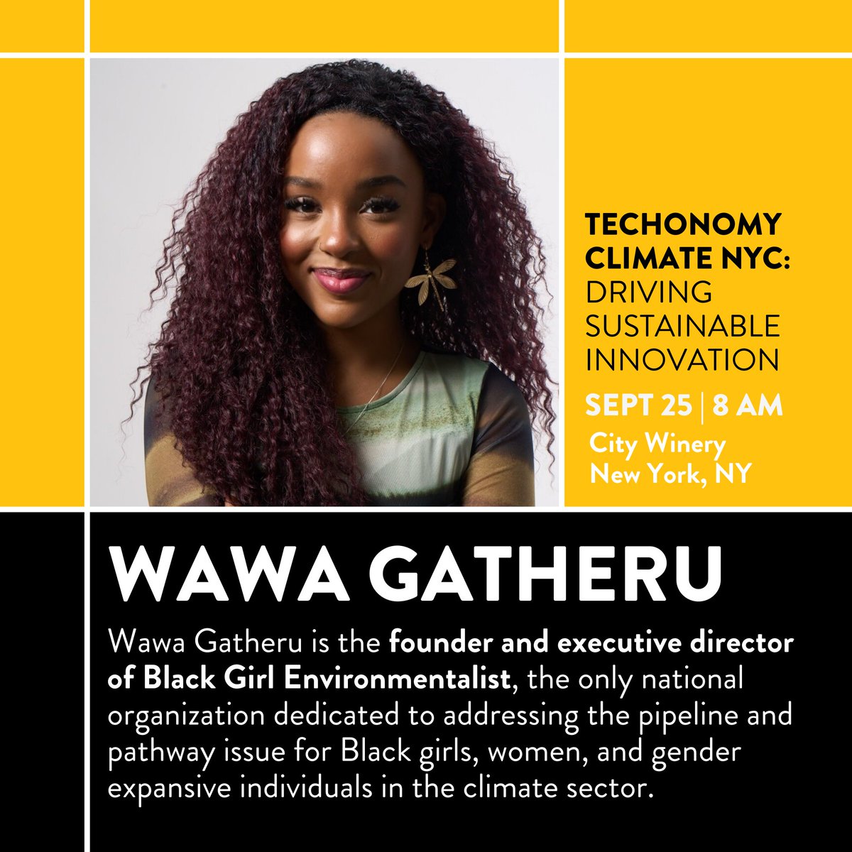 techonomy's tweet photo. ๐ @wawagatheru is a GenZ climate activist passionate about cultivating a climate movement that is made in the image of all of us. ๐ She'll be speaking at #TechonomyClimate NYC in September - learn more here:
https://t.co/eWzrKzovPA https://t.co/nJKiOqoXuD