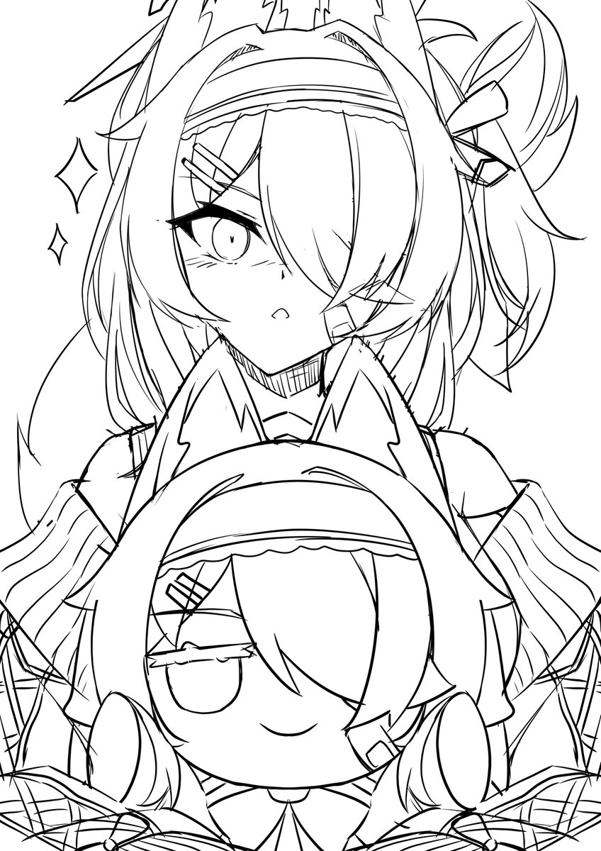手描きイラスト依頼の下書き4枚
(あとからアナログで描きなおします) 