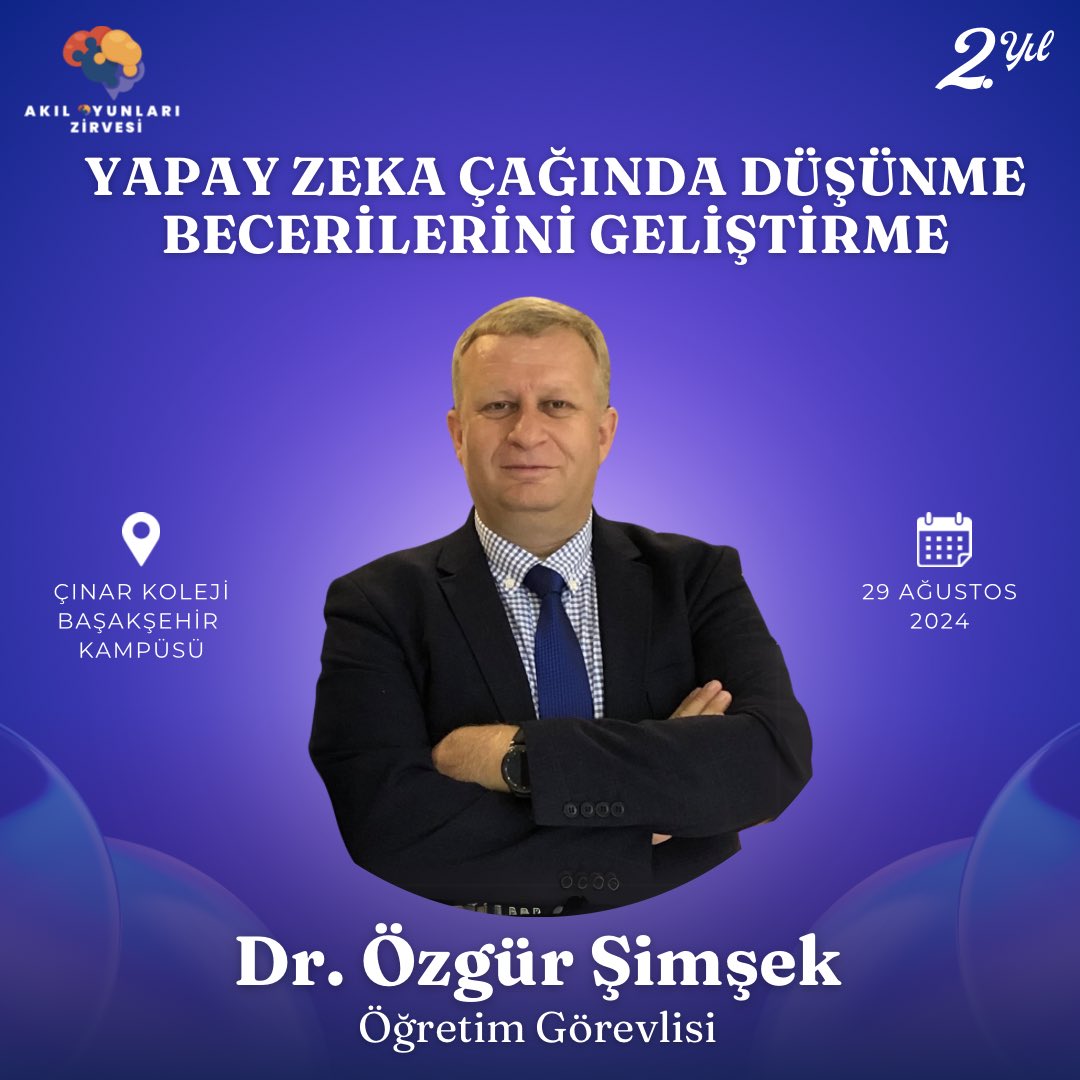 29 Ağustos Perşembe günü Çınar Koleji'nde gerçekleşecek **Akıl Oyunları Zirvesi'nde**, Dr. Özgür Şimşek bizlerle olacak! Beyin gücü ve zihin oyunları konusundaki derin bilgisi ve deneyimleriyle, sizlere ilham verecek. Bu fırsatı kaçırmayın, zirvemizde görüşmek üzere! <a href="/ozgursimsek/">dr.ozgursimsek</a>