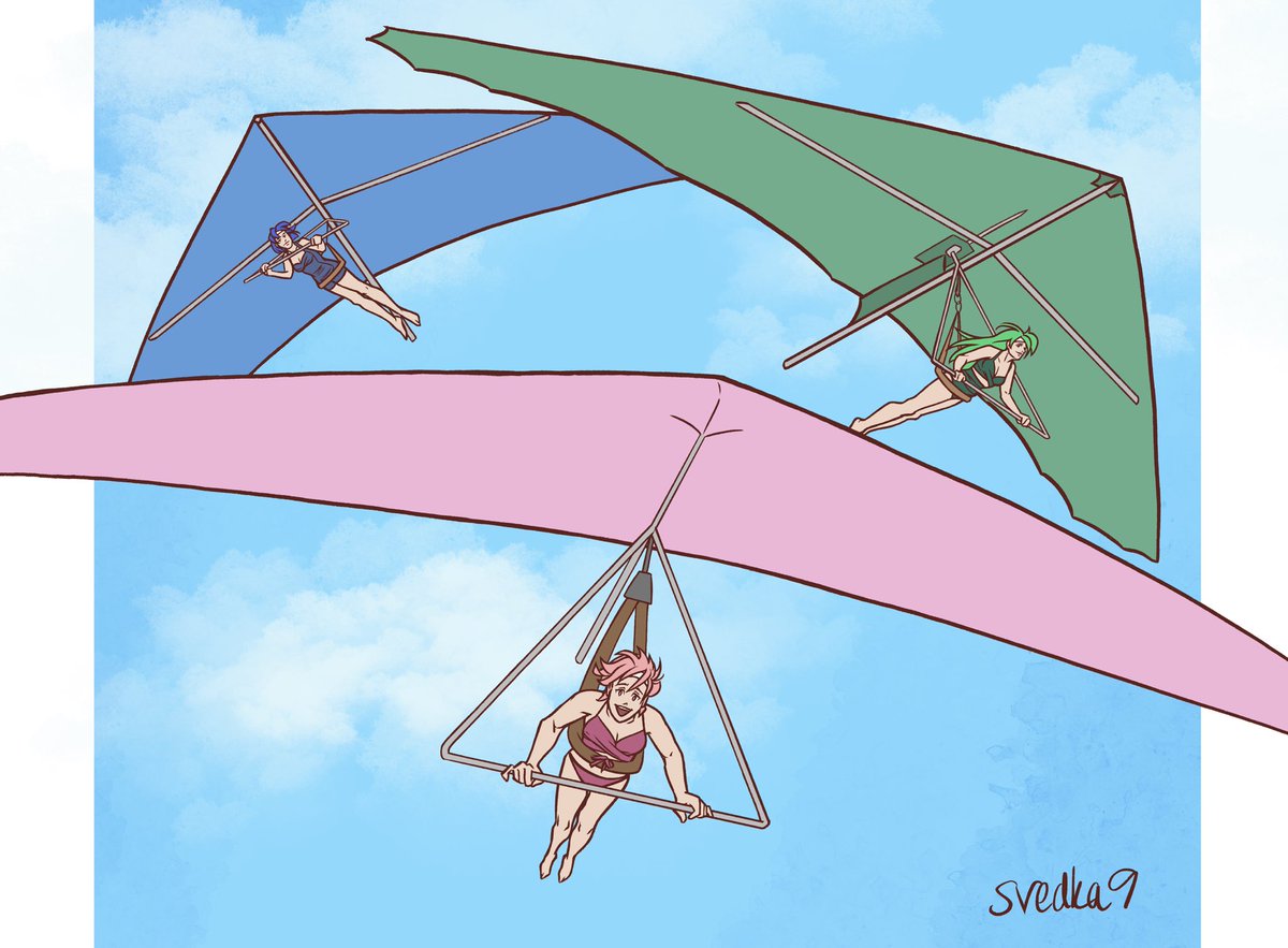 TRIANGLE ATTAAAAAAAACK! 

(Get it, because the gliders are…)

Catria, Palla, and Est for #ArchaneaSummerFest2024 

カチュア
パオラ
エスト