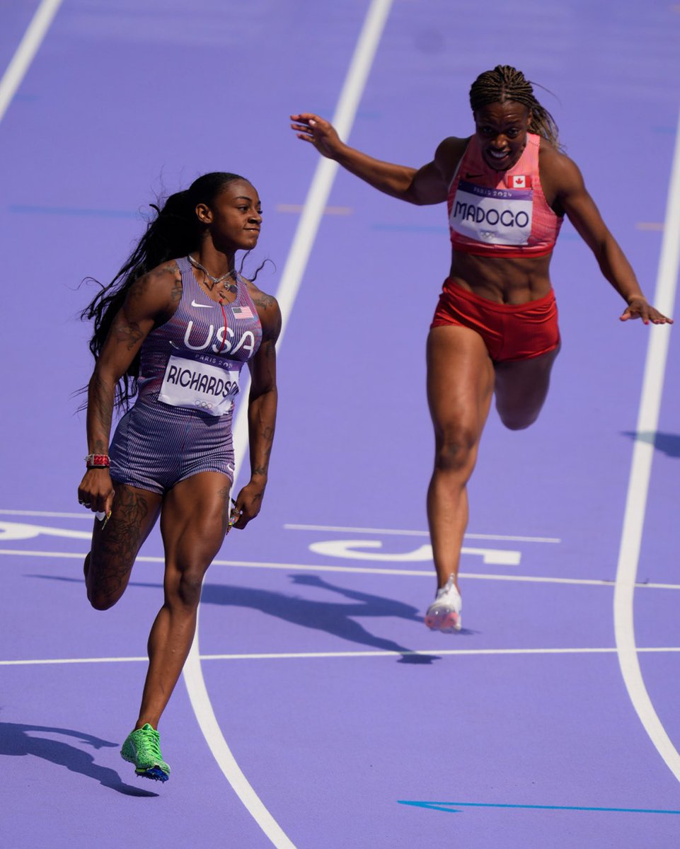 SHA’CARRI WINNING ON THIS BEAUTIFUL LAVENDER TRACK 💜💅🏿 #Olympics