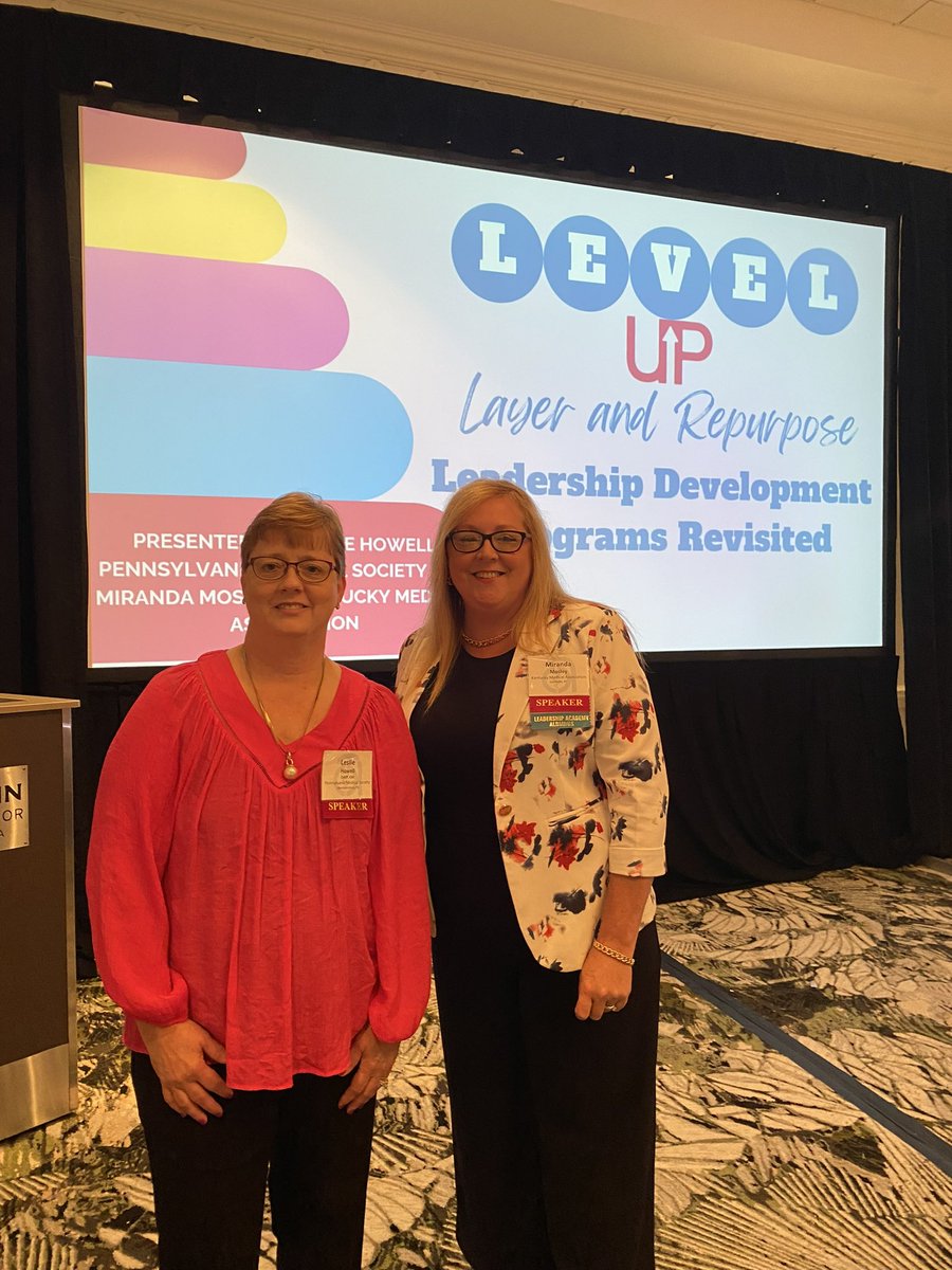 KYMedAssoc's tweet image. KMA Director of Education Miranda Mosley @mosley76069291 presented this week at the @AAMSE Annual Conference regarding leadership development and the success of the KMA's #KPLI program. She is pictured with co-presenter Leslie Howell of @PAMEDSociety
