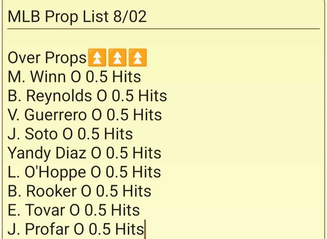 FindingProps's tweet image. MLB Prop List 8/2
Picks for the day
#SportsGambling #propbets #NBA #MLB #sportsbettingpicks #sportsbettingtwitter #sportsbets #sports