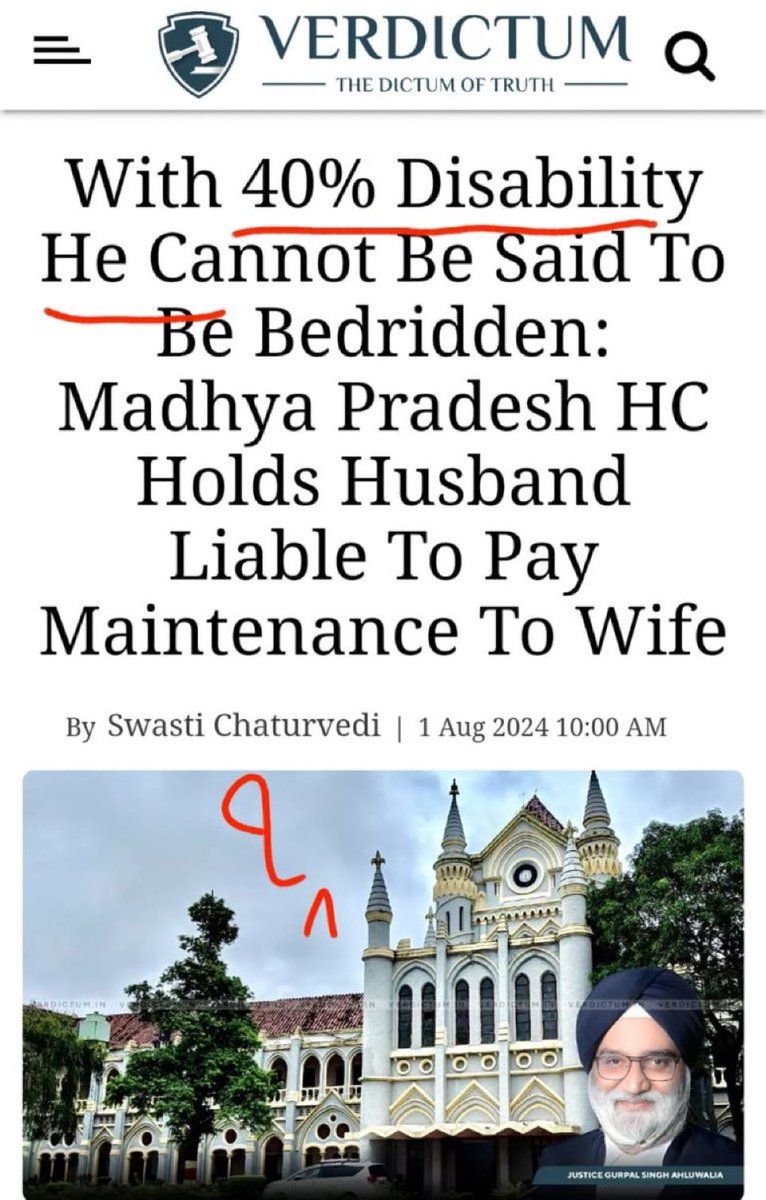 RUDRABABASIFF's tweet photo. 100℅ of abled women are being given interim maintenance by system from 40% disability and innocent husbands, it is being proved that the system is totally biased.
#GenderBiasedLaws 
#RottenLegalSystem https://t.co/yY3MtHo6BN