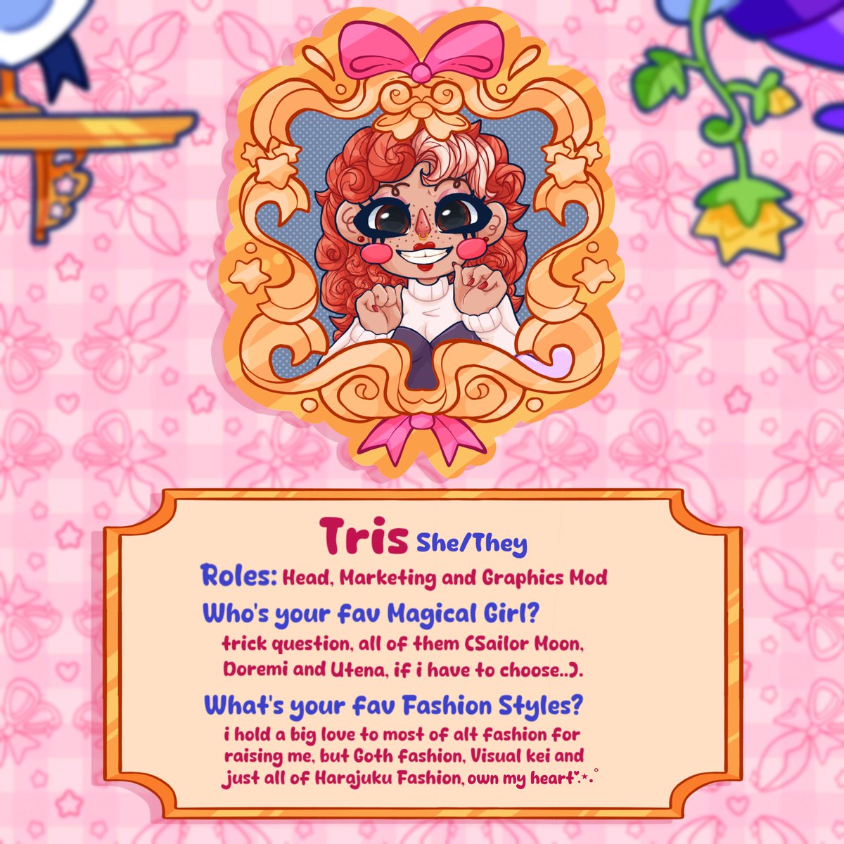 PrettyWittyZine's tweet photo. 🔔Meet our Magical Mods🔔

this is @ttristonha , Our Head, Marketing and Graphics mod ₊˚⊹♡ https://t.co/8mMYnb6vdP