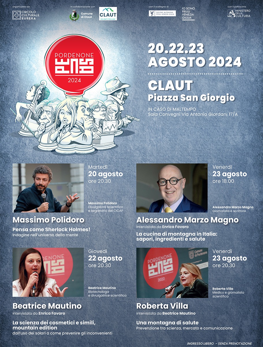 PordenonePensa's tweet photo. PordenonePensa anche ad agosto con gli appuntamenti dedicati alla #Scienza a #Claut ⛰️ il 20, 22, 23 🕶️🌞👩‍⚕️👨‍🍳🕵️‍♂️

#viviclaut #iosonofriuliveneziagiulia #dolomitifriulane

Per tutti i dettagli  👇👇👇

https://t.co/bBxzOeaKMH https://t.co/9O4b8RC6rl
