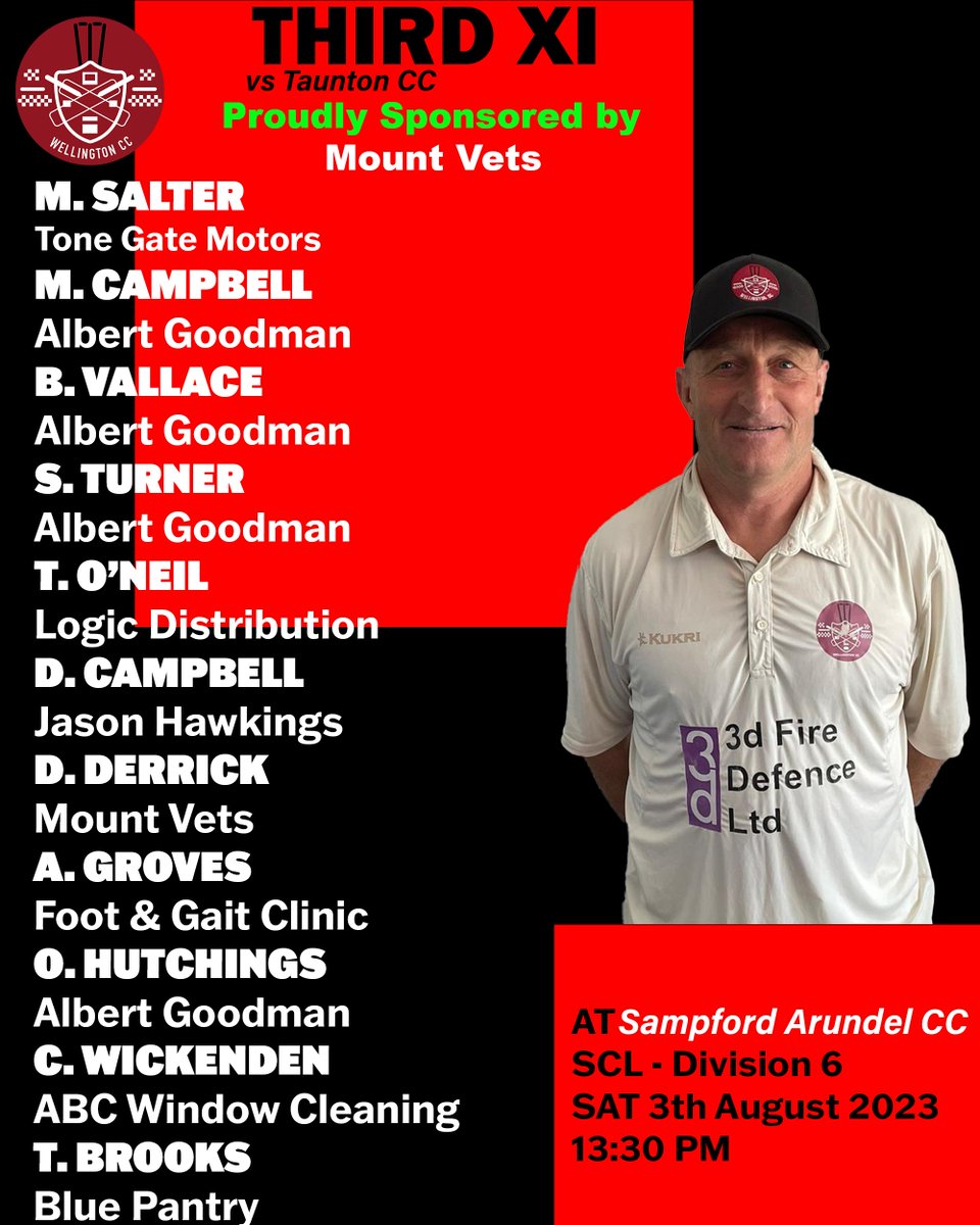 GAMEWEEK 1⃣4⃣

1⃣st XI vs <a href="/ClevedonCricket/">Clevedon Cricket</a> 
2⃣nd XI vs <a href="/ClubMiddlezoy/">Middlezoy Cricket Club</a> 
3⃣rd vs <a href="/TCCofficial1829/">Taunton Cricket Club</a>