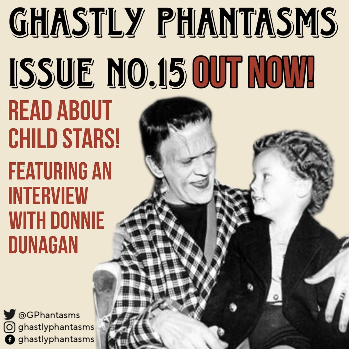 GPhantasms's tweet photo. Ghastly Phantasms issue no.15 on Child Stars is out now and features an interview with the wonderful Donnie Dunagan! https://t.co/DXYmP39WkT
