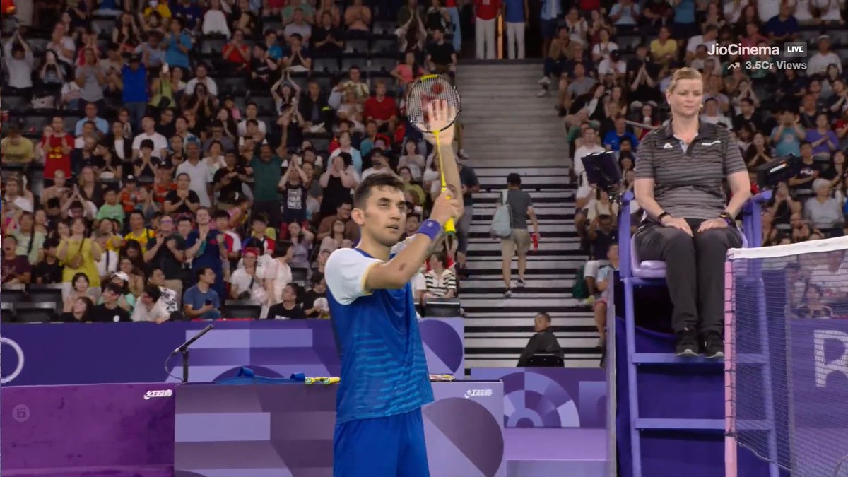 FarziCricketer's tweet photo. Gone down in game 1. Looked behind, but never out. Facing a tricky opponent, who was making him play his way. BUT BROTHER LAKSHYA! What a comeback. Took down number 12 seed and NO WILD CELEBRATION. He is here for the medal. CHAMPION STUFF!. #Badminton