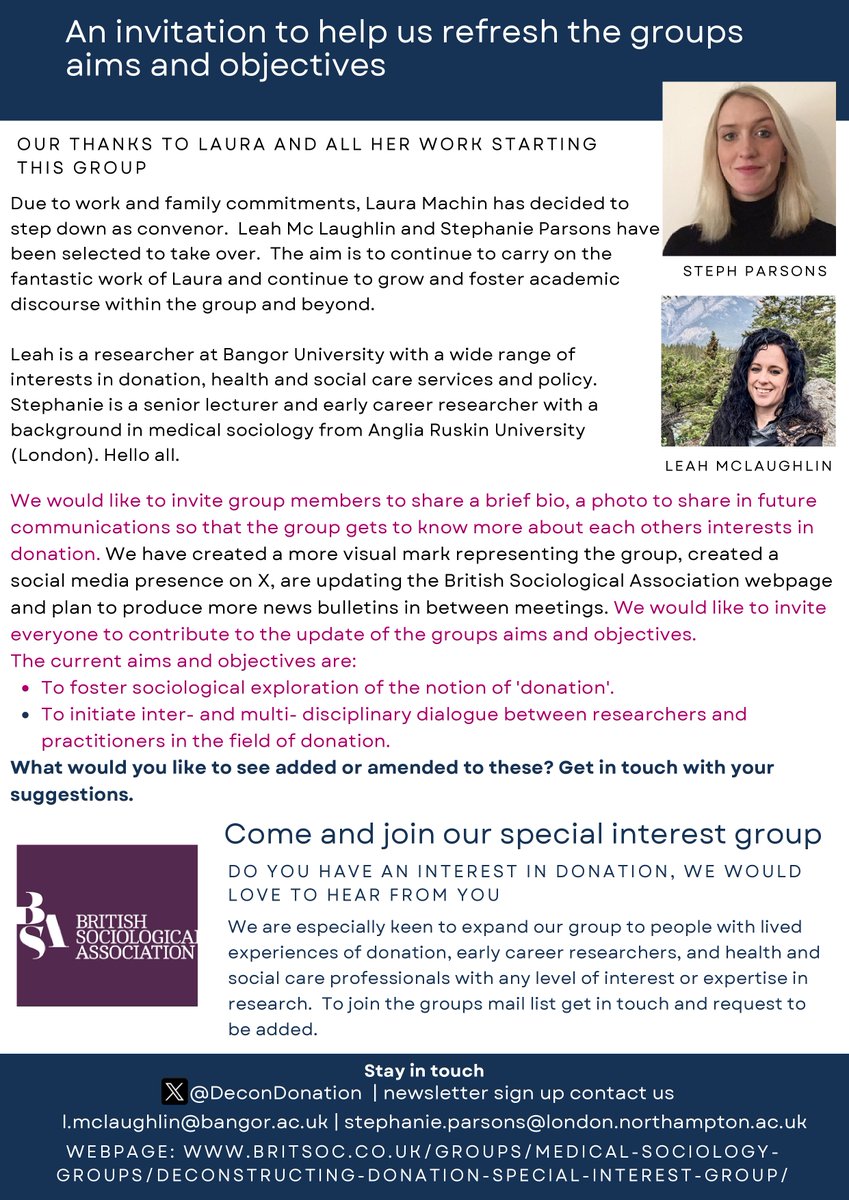 The Summer newsletter - it is here!  Tell us all about yourselves!  What is your interest in 'donation'?