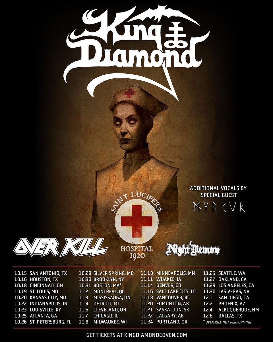 ENTER SAINT LUCIFER'S HOSPITAL… IF YOU DARE!

Tickets for our North American tour with support from <a href="/OverkillBand/">OVERKILL</a> &amp; Night Demon plus special guest vocals by Myrkur are on sale NOW. 

Get tickets: kingdiamondcoven.com/tour