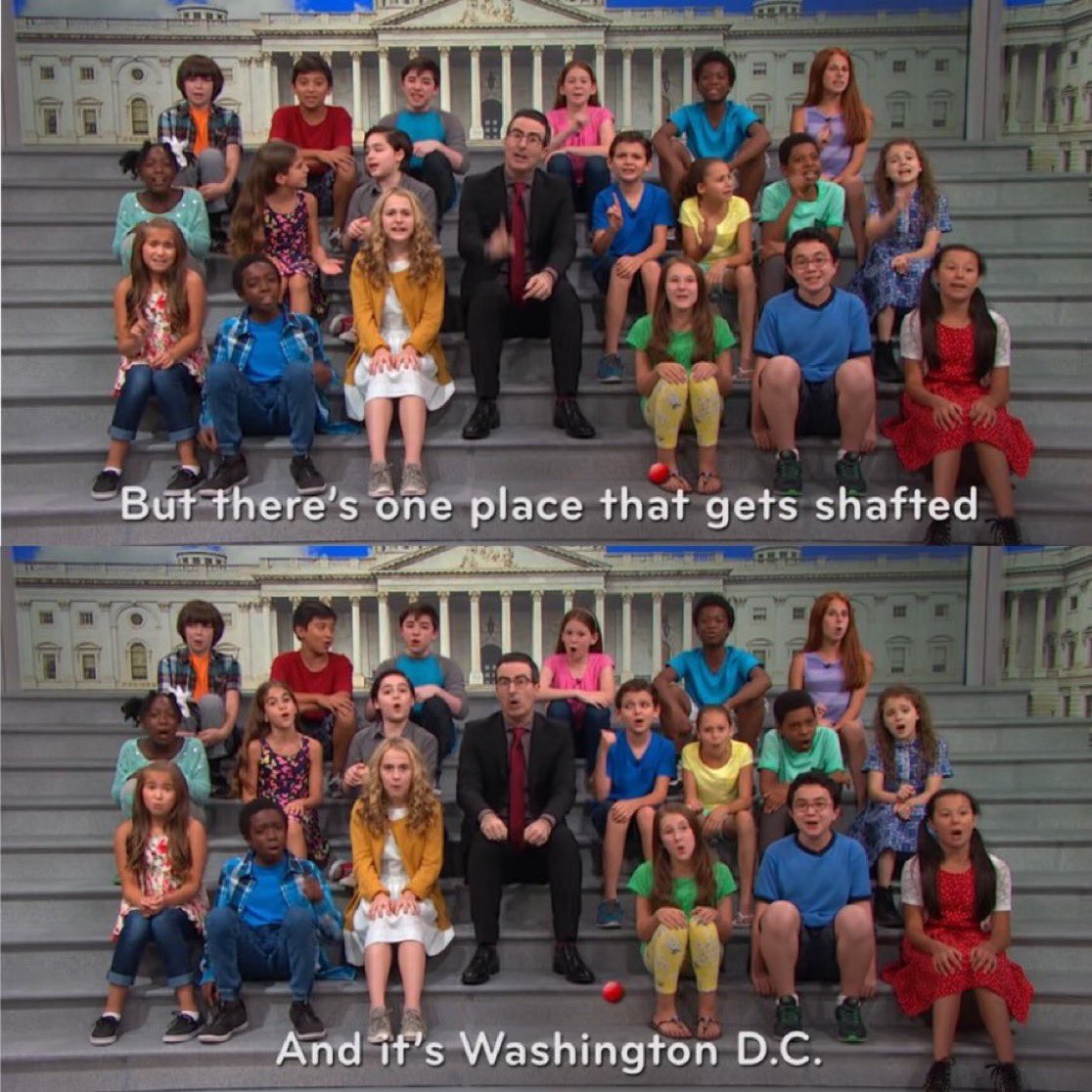 MUST WATCH
9 years ago today, <a href="/iamjohnoliver/">John Oliver</a> ran his epic <a href="/LastWeekTonight/">Last Week Tonight</a> piece re: #DCStatehood
Revel again in its genius: bit.ly/2hhxkV4

“Hey kids, do you want to sing a song about the 50 states &amp; the inequities inherent in living in our Nation's Capital?"
