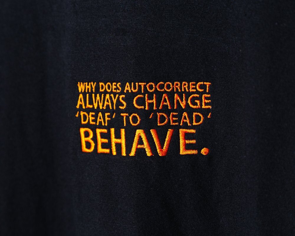 deafidentity's tweet photo. Why does autocorrect always change deaf to dead? Behave.
🙄😂
Another cheeky #DEAFIDENTITY Phrase of ours and as we typed this out, it changed deaf to dead for us! Typical.
Order this phrase now at https://t.co/cZccOlthjM ☀️
#DeafHumour #DeafJoke #DeafCulture https://t.co/syAY5MOZ1o
