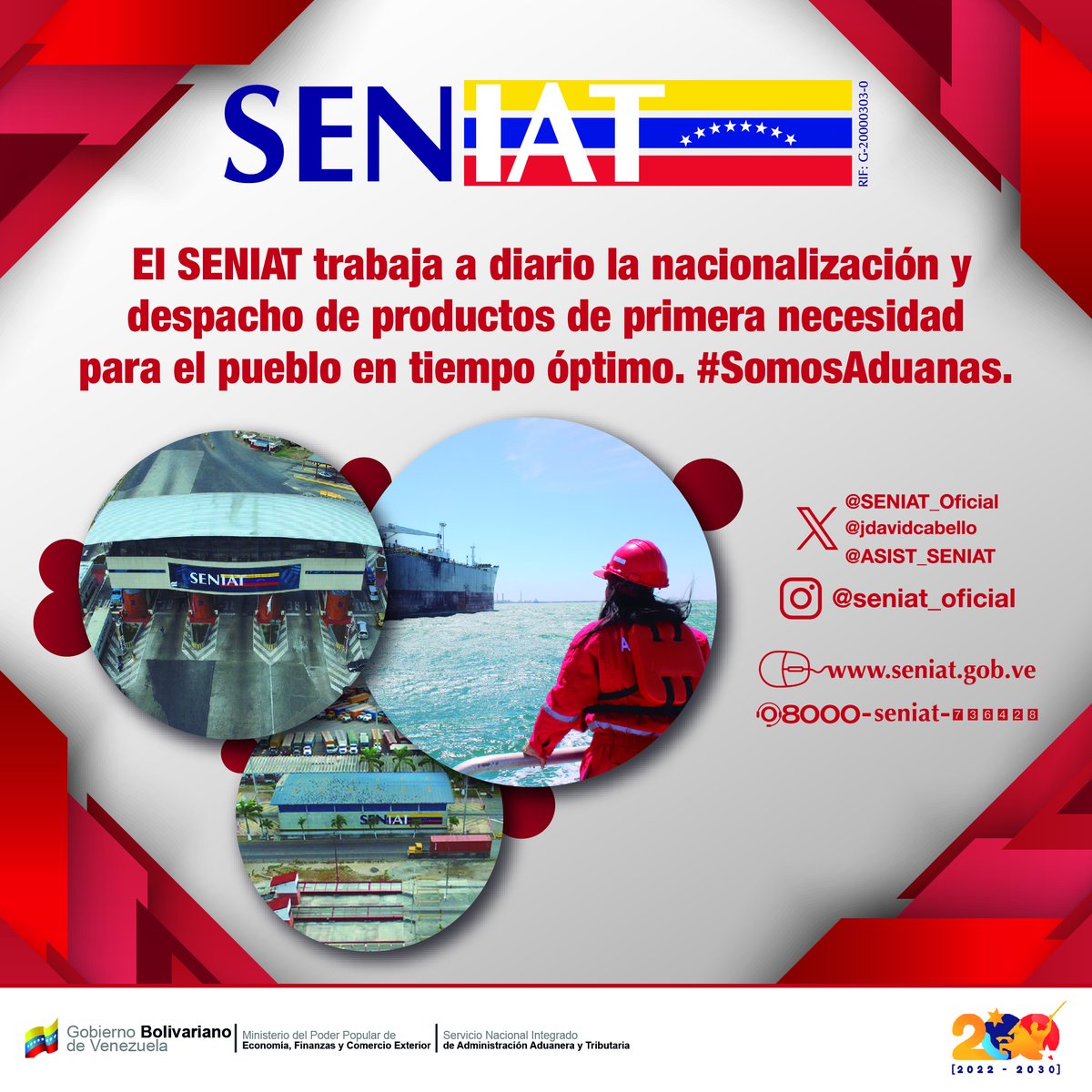 En el #SENIAT trabajamos en llevar acciones constantes contra el flagelo del contrabando. #SomosAduanas

Línea de atención telefónica 08000-SENIAT (736428)
Visita el Portal Web: seniat.gob.ve
Síguenos en IG: <a href="/SENIAT_Oficial/">SENIAT</a>