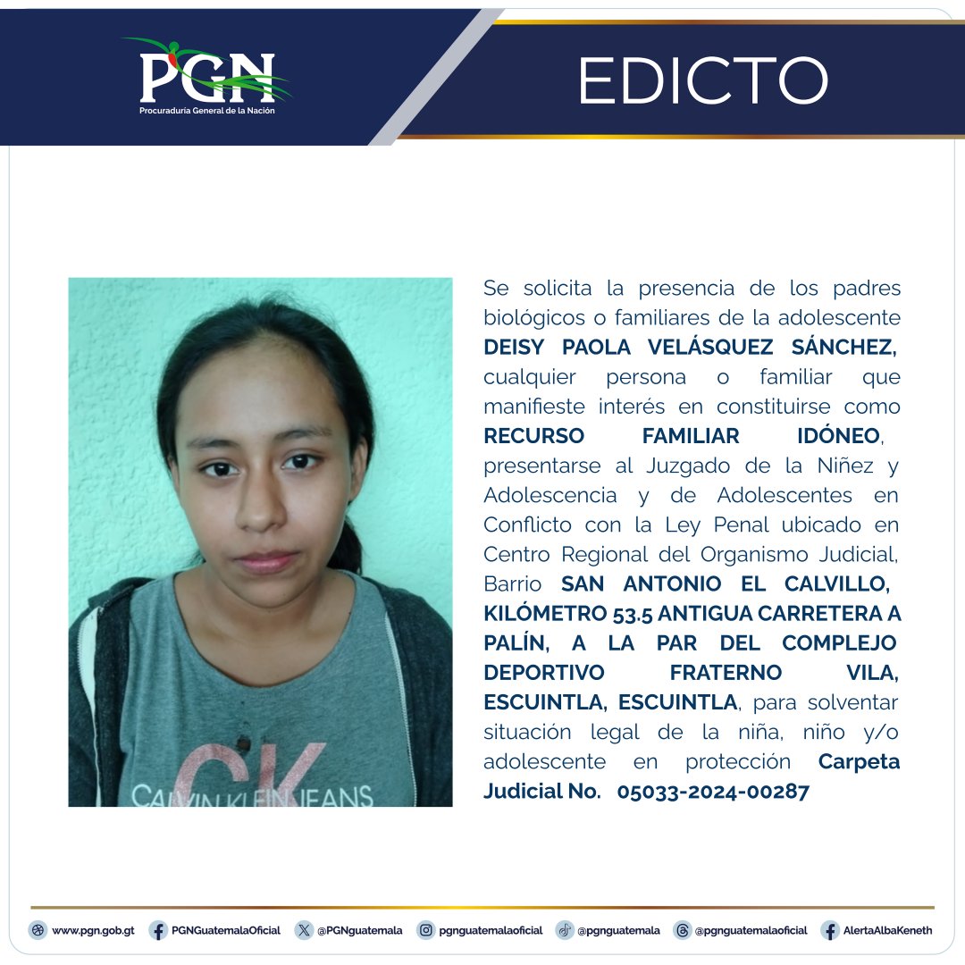Tu ayuda es importante, comparte la imagen para encontrar un familiar. #Edicto #PGN