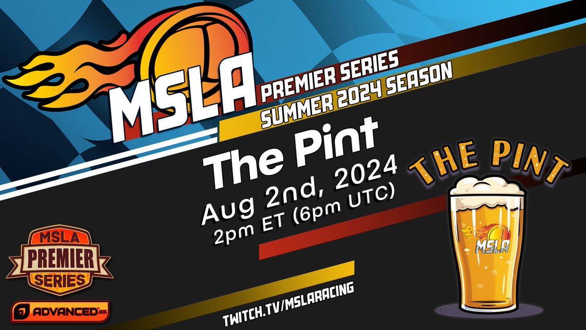 MSLARacing's tweet photo. It's International Beer Day!

Welcome to the 4th race of the Summer 2024 - MSLA Premier Series - The Pint!

The race will begin today (Aug. 2nd, 2024) at 2pm ET!

See you on the track!

#MSLA #MarblesOnStream #InternationalBeerDay #ThePint #Summer2024 #Premier #Racing